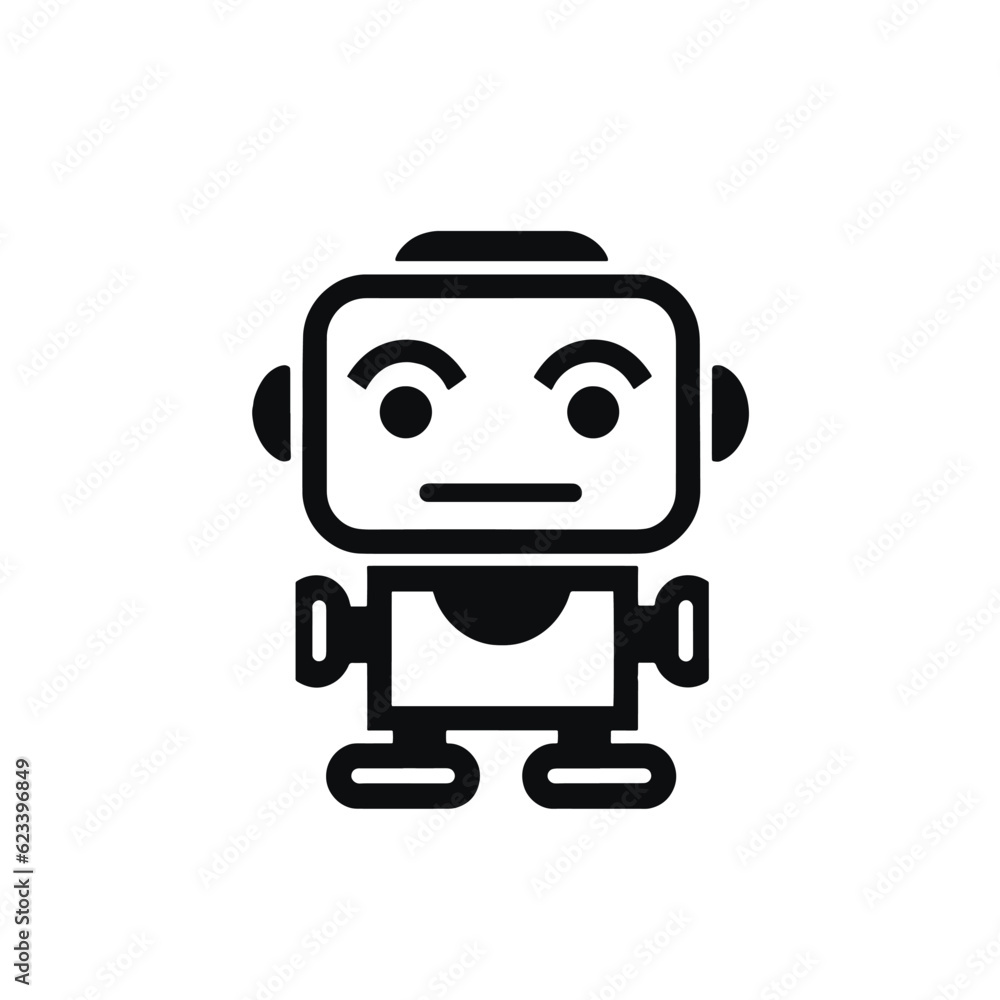 Fototapeta premium Cute robot icon, chat bot design illustration. flat style, logo design, UI UX element for web design, vector