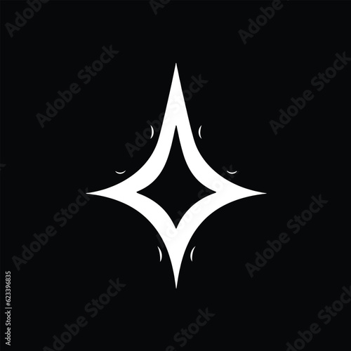 Star logo, black and white, tarot cards, tattoo, vector illustration isolated