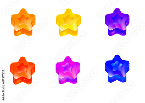 3D jelly marmalade, vector game candy icon set, gelatine cartoon sweets kit, glossy heart, star. Gummy dessert, UI colorful mobile casino app elements different shapes. Shiny jelly sweets clipart