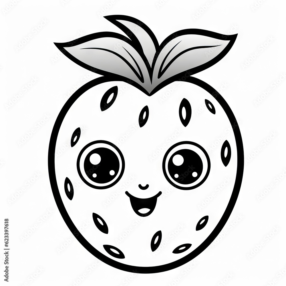 Obraz premium strawberry pictures for coloring books. strawberry outline. Generative AI