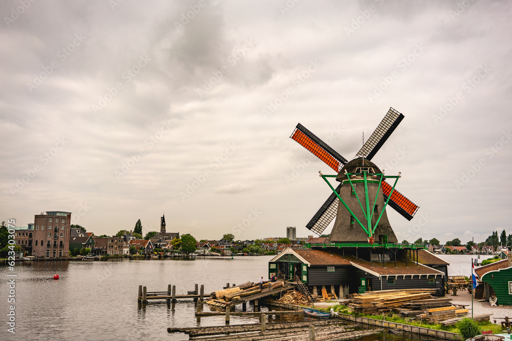 Dutch windmill in the country