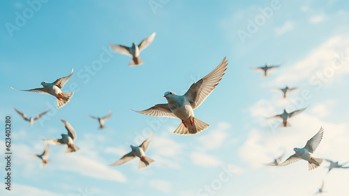 Stunning Moments of Birds Flying in Beautiful Formation across the Blue Sky © PRI