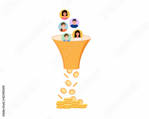 Sales funnel concept Lead generation customers to convert to sales 