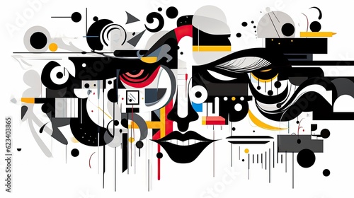 Abstract art portraying emotions through black graphic elements  generative ai