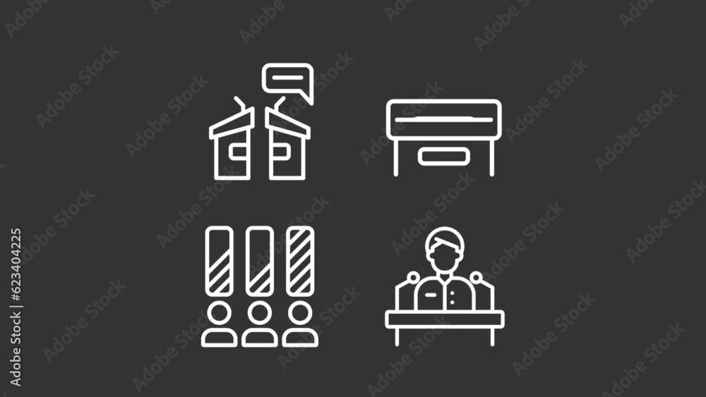 White icon animation set representing voting, HD video with transparent background, seamless loop 4k video. White icon animation set representing voting, HD video with transparent background, seamless loop 4k video.