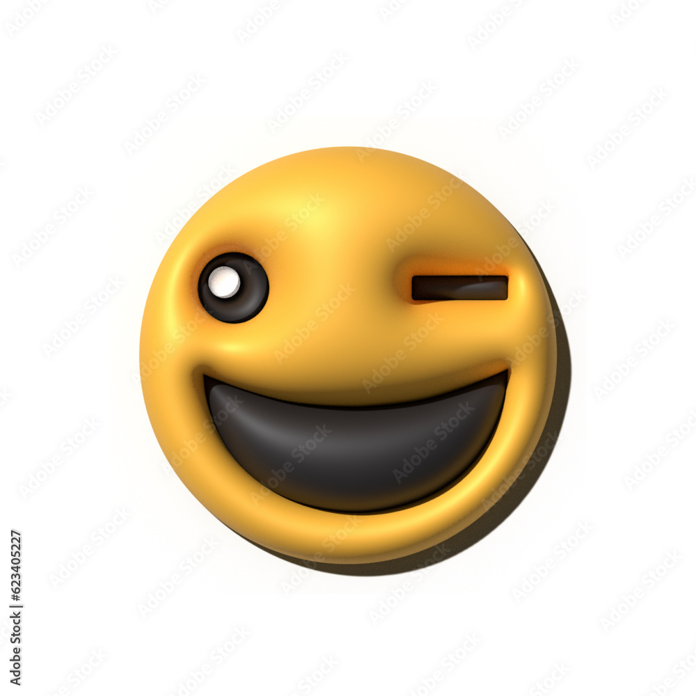 Fototapeta premium Yellow emoji love emoticons faces with facial expressions 3D stylized Emoji icons