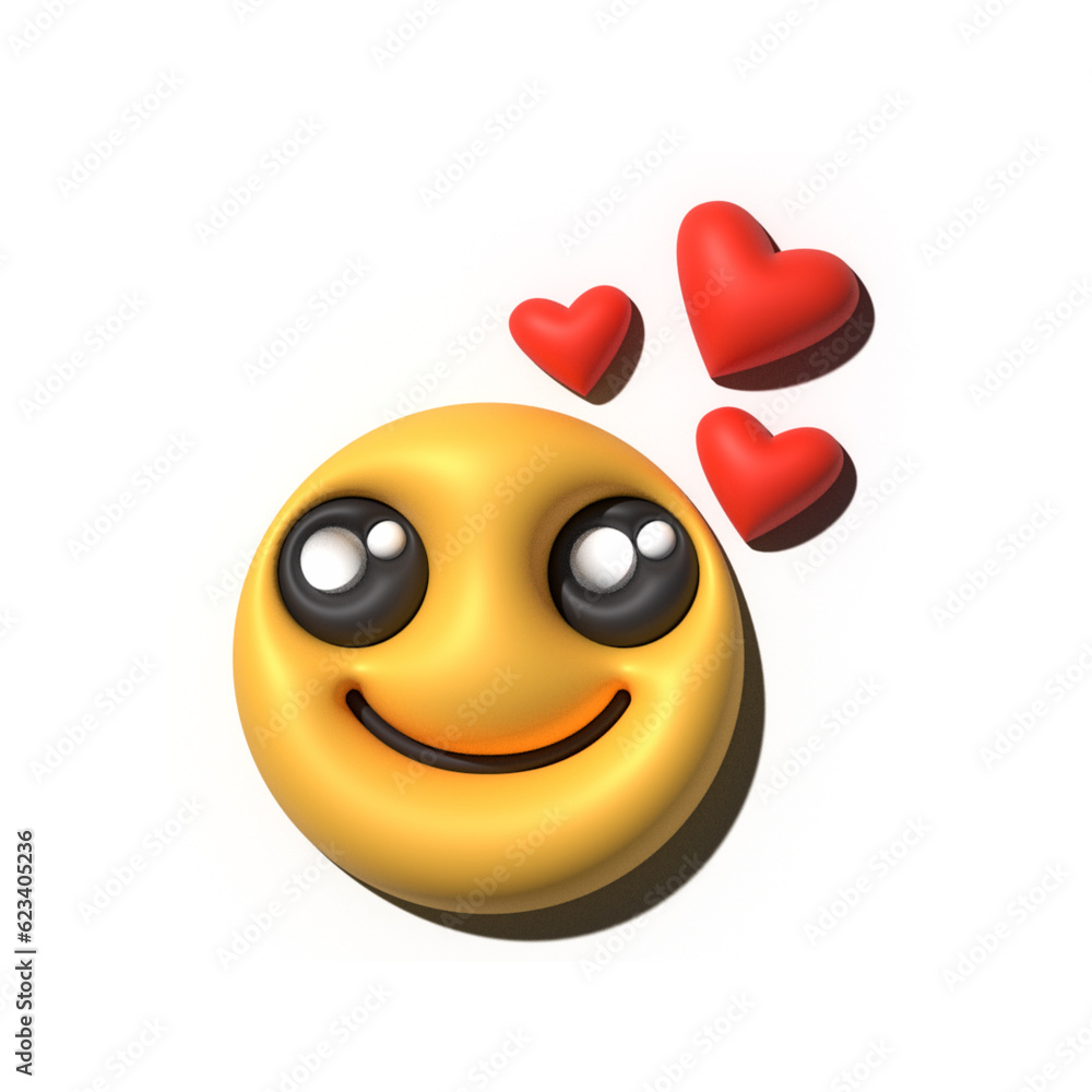 Yellow emoji love emoticons faces with facial expressions 3D stylized Emoji icons Yellow emoji love emoticons faces with facial expressions 3D stylized Emoji icons