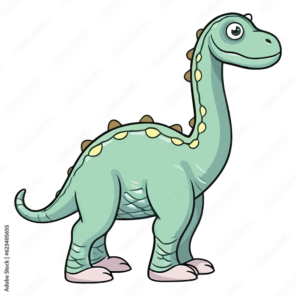 Naklejka premium Playful Prehistoric Pal: Cute Apatosaurus Dinosaur Illustration