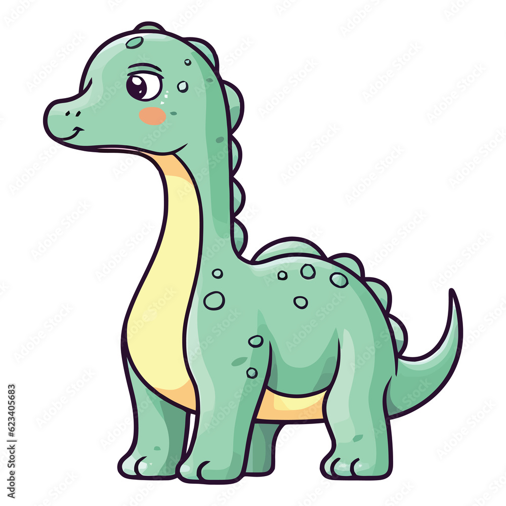Playful Prehistoric Pal: Cute Apatosaurus Dinosaur Illustration