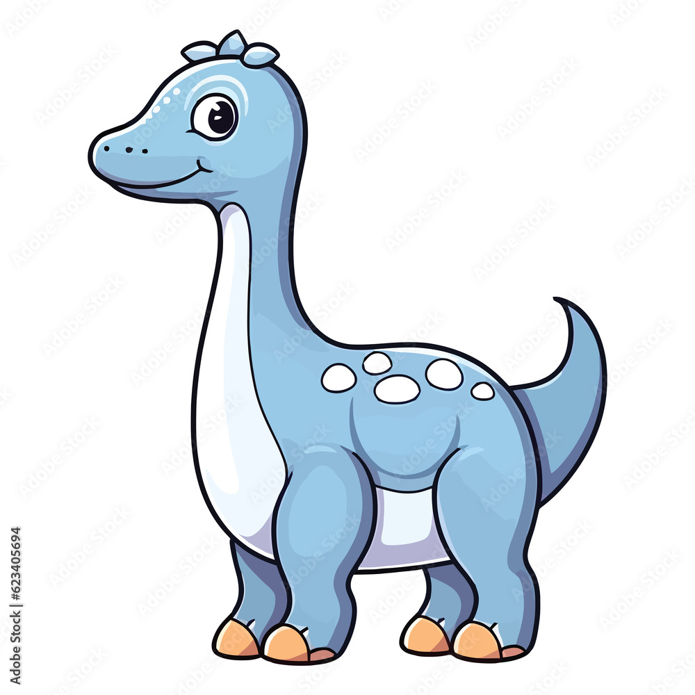 Naklejka premium Playful Prehistoric Pal: Cute Apatosaurus Dinosaur Illustration