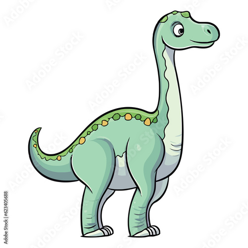 Playful Prehistoric Pal: Cute Apatosaurus Dinosaur Illustration © pisan