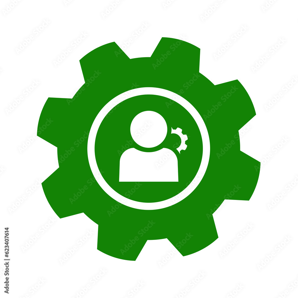 green cog gear icon and profile person green cog gear icon and profile person