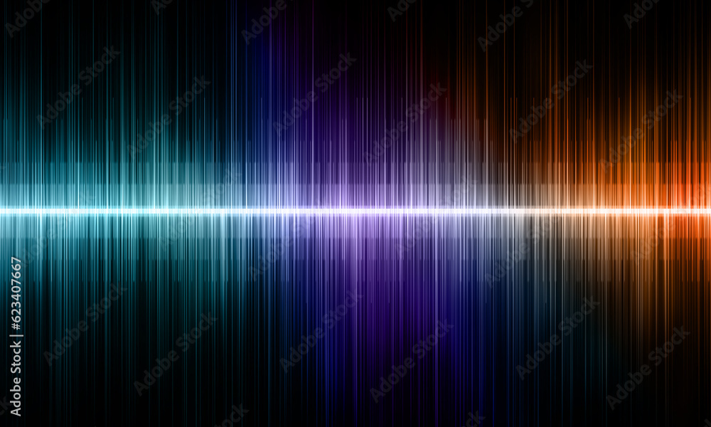 Bright sound waves on a black background