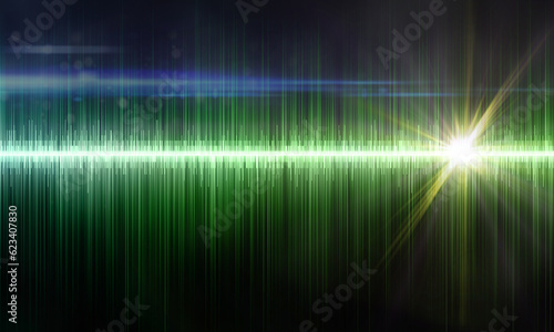 green sound waves on black background © Alla 