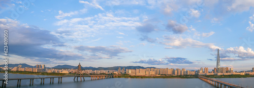  Panorama of Olympic Bridge in Seoul, South Korea.