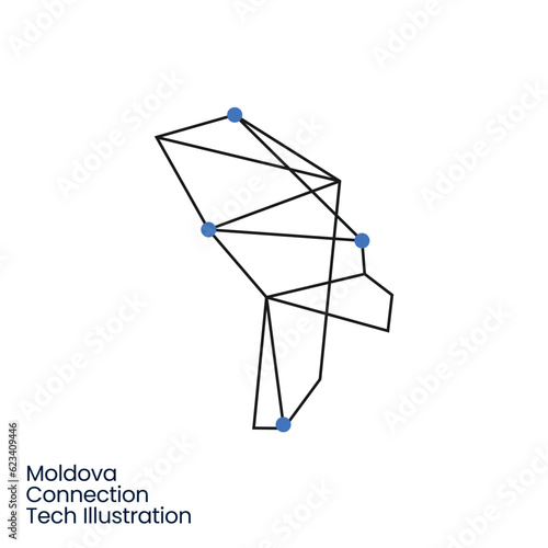 Moldova Connection Tech Technology Geometric Polygonal Logo Vector Icon Illustration