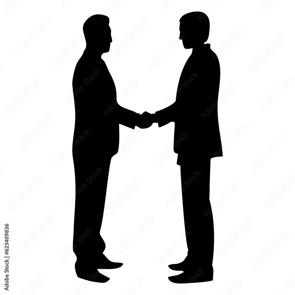 silhouette of people shaking hands illustration vector