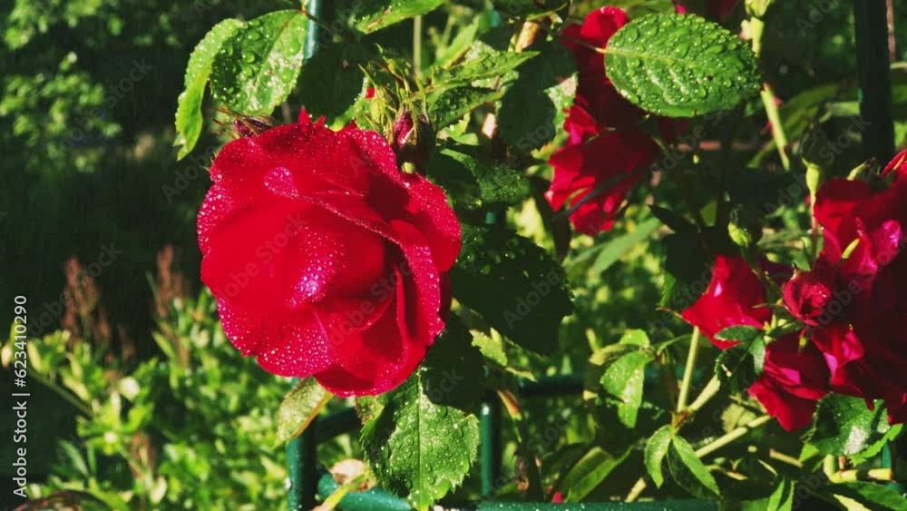 Multiple red roses fluttering in the wind Multiple red roses fluttering in the wind