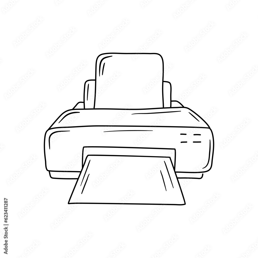 hand drawn vector Printer in doodle cartoon style hand drawn vector Printer in doodle cartoon style