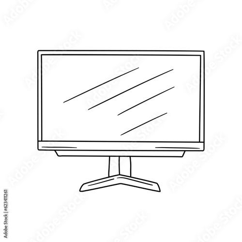 hand draw doodle pc monitor vector illustration computer