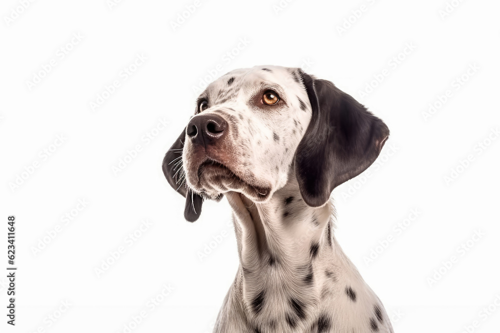 Portrait of handsome young dog isolated on white background , Created with Generative Ai Technology