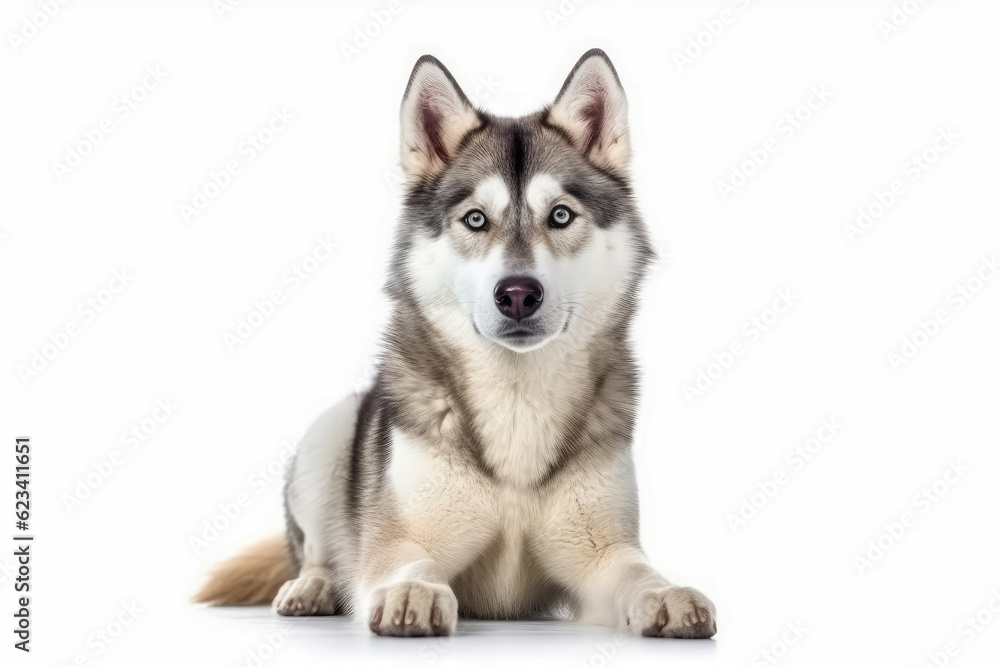 Portrait of handsome young dog isolated on white background , Created with Generative Ai Technology