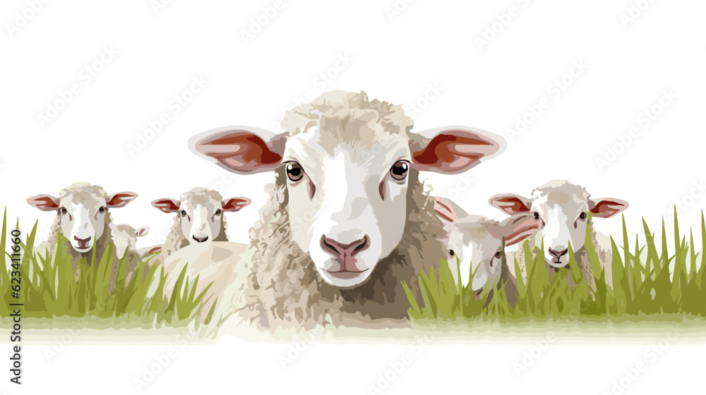 Fototapeta premium Sheepishly Charming Whimsical Glass of Sheep Banner Celebrating Nature's Fluffy Delight