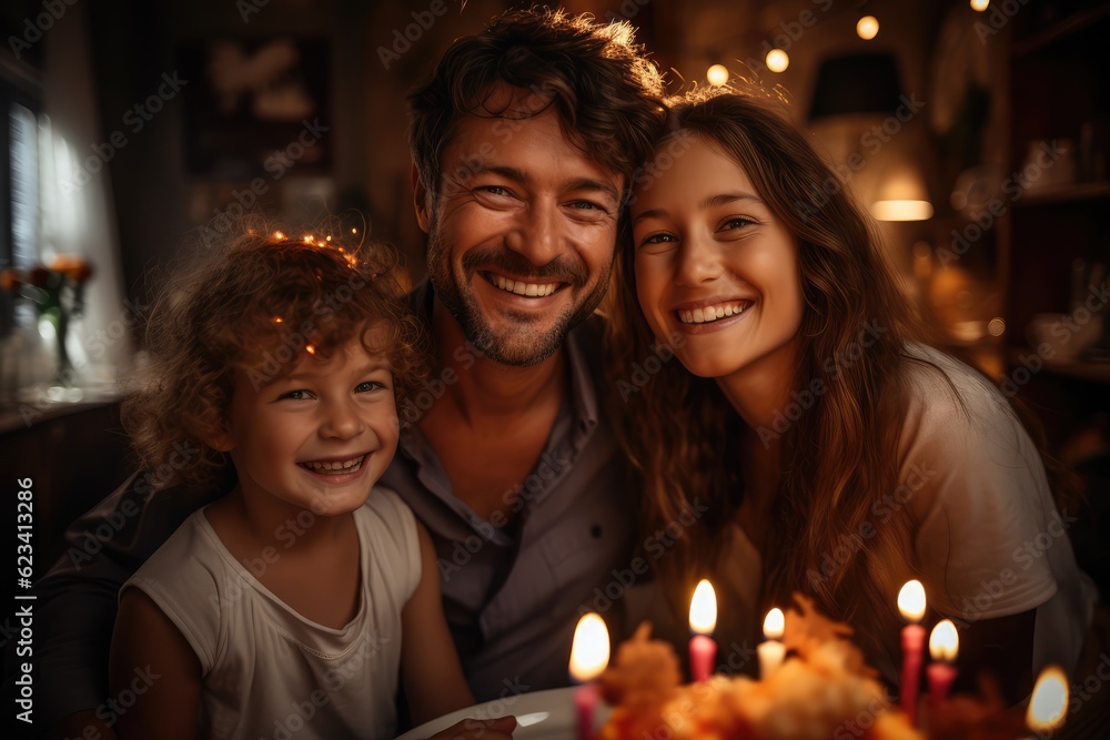 Fototapeta premium Family Celebrating Birthday Party