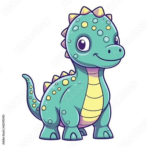 Ancient Cuteness: Adorable Iguanodon Dinosaur in a Whimsical 2D Illustration