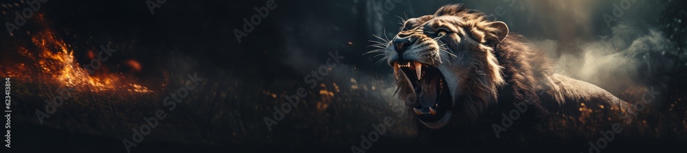 Naklejka premium Roaring beast with copy space. Generative AI