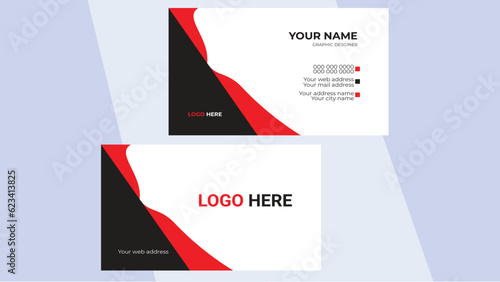 Abstract Business Card Layoutblack and red corporate business card design. photo