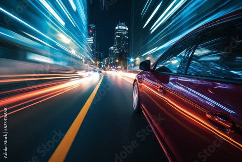 Night city lights in motion. Evening rides. Abstract background of night trips for fun. Background