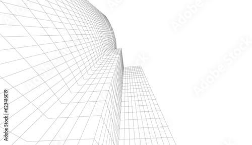 abstract buildings architectural drawing 3d