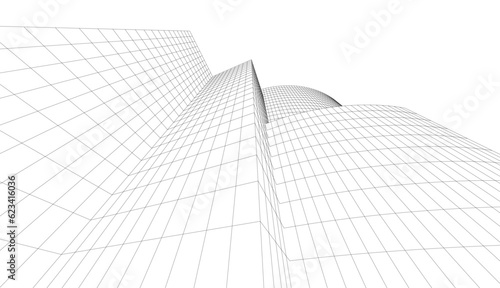 abstract buildings architectural drawing 3d