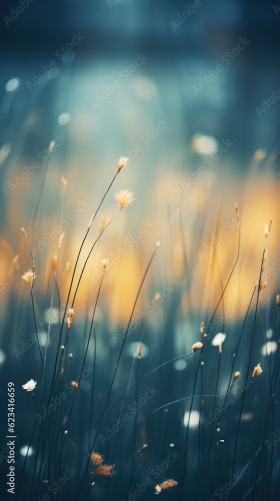 Fototapeta premium Gloomy meadow. Gloomy landscape. Generative AI