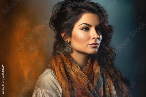 Portrait of a beautiful Arab woman in a veil. AI generated  human enhanced