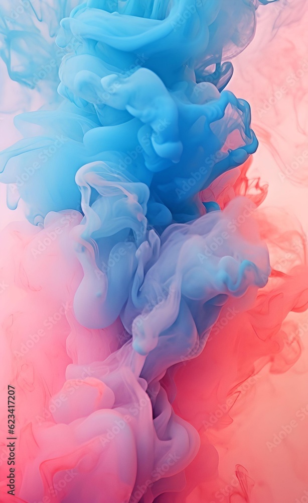 Obraz premium Abstract Background of colorful pastel ink smoke cloud in water. Generative AI.