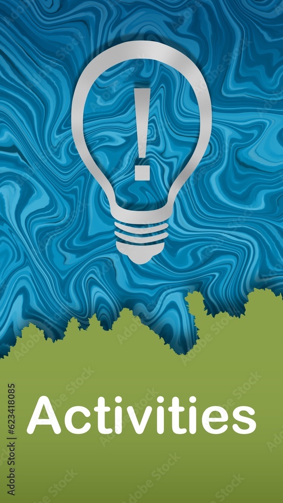 Fototapeta premium Activities Bulb Blue Texture Green Text Vertical