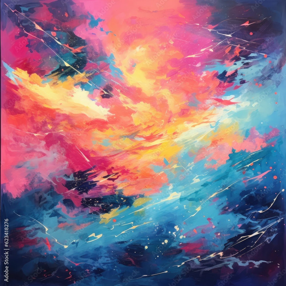 Fototapeta premium Vibrant abstract art featuring a colorful sky, generative ai
