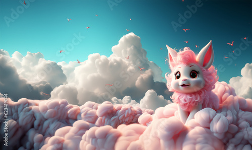 cute unicorn perched on a flying cloud © Debi Kurnia Putra