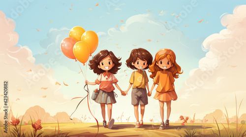 Friendship day flat design - Freinds enjoying