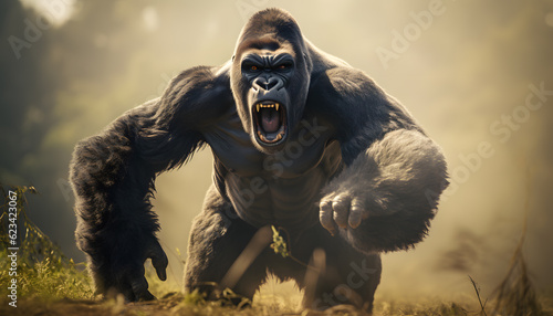 gorilla running in nature