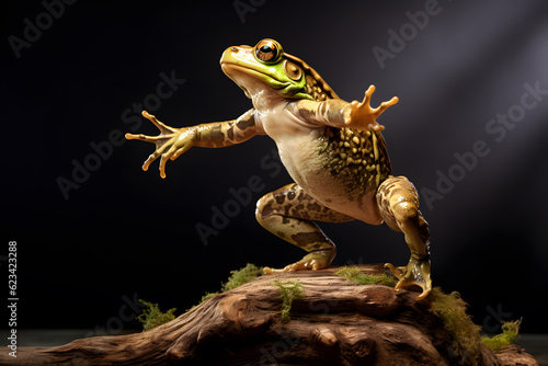 Fotografia frog on a stone jumping