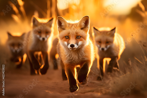fox colony in the forest
