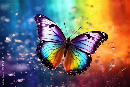 Butterfly with a rainbow background © Venka