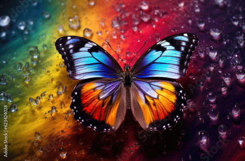 Butterfly with a rainbow background © Veniamin Kraskov