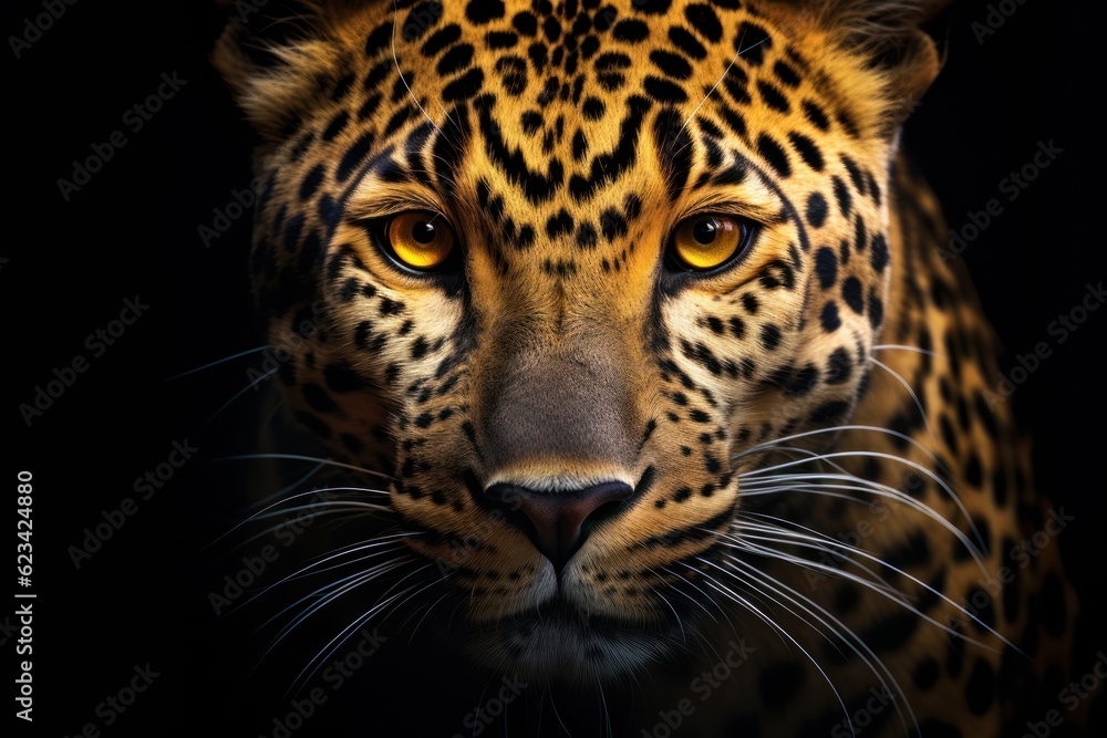 Leopard portrait. AI generated