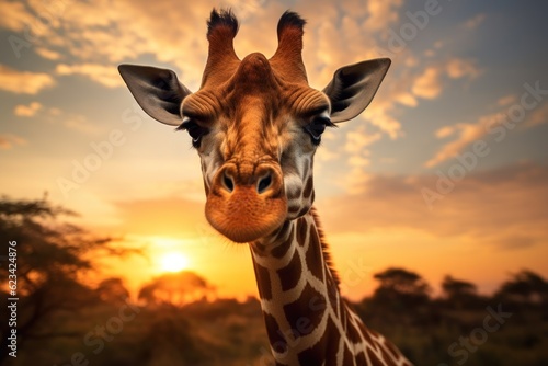 Portrait of a giraffe. AI generated © yuliachupina