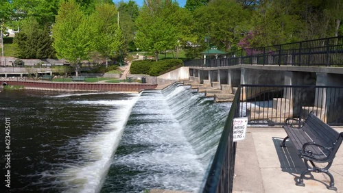 dam in rockford michigan waterfall flowing water photo