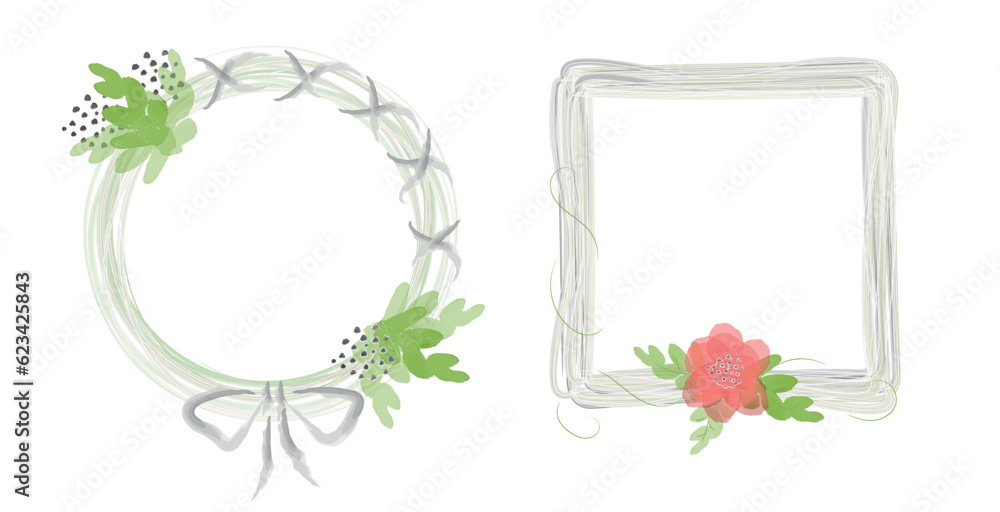 Set of Watercolor frames in boho style, botanical wedding frame collection. Elegant design for wedding, card, invitation, boho 